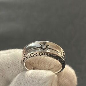 Vintage 925 sterling etched sun design ring band size 6